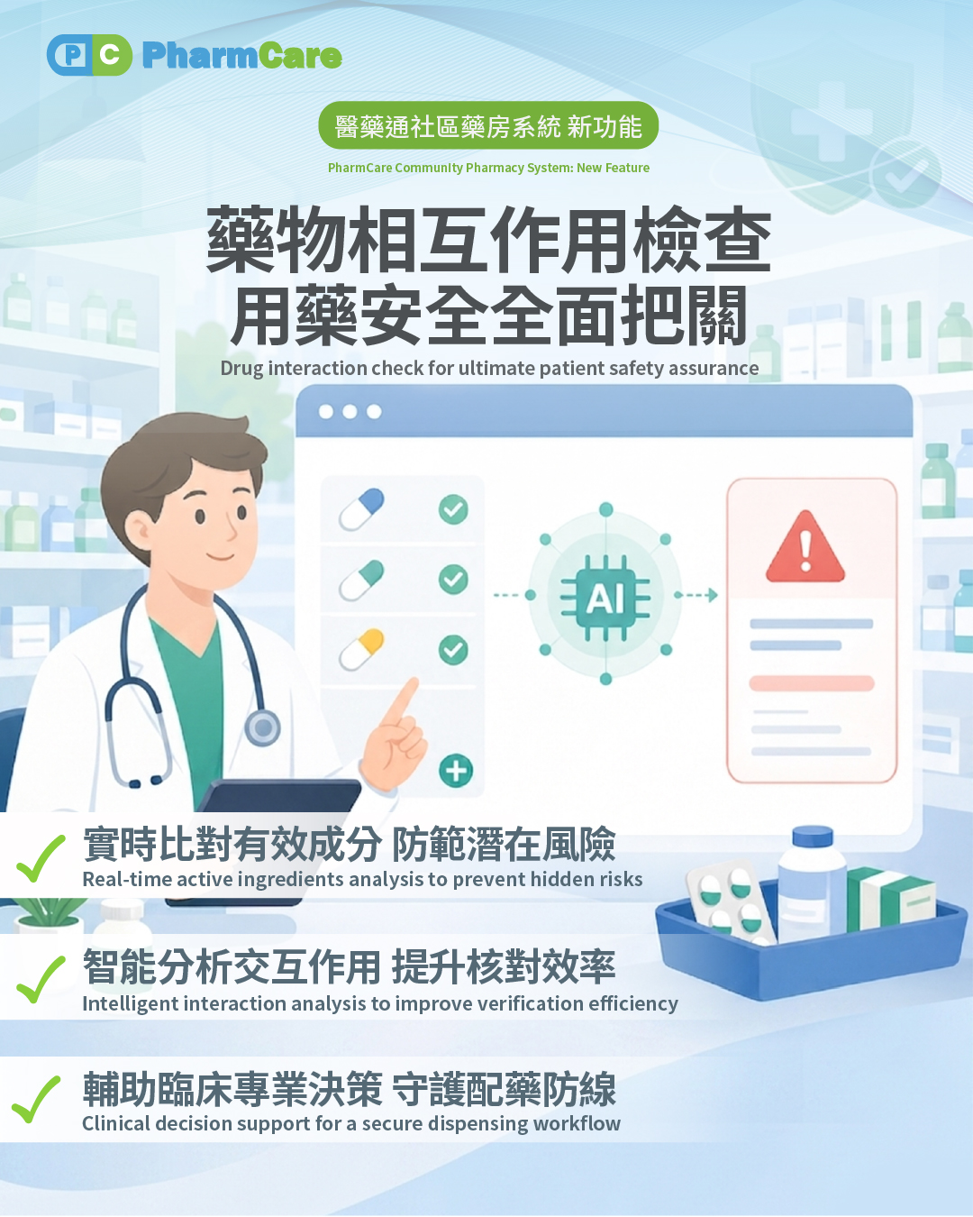 【藥房系統新功能】醫藥通「AI 藥物相互作用檢查」正式上線！守護用藥安全 ​
